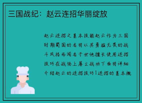 三国战纪：赵云连招华丽绽放